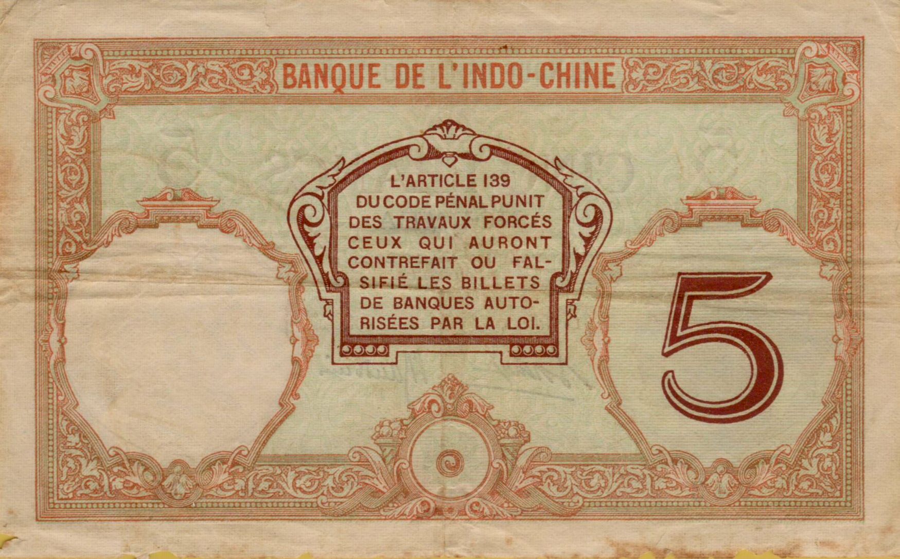 New Caledonia 5 1926 VF+ P-36/b2